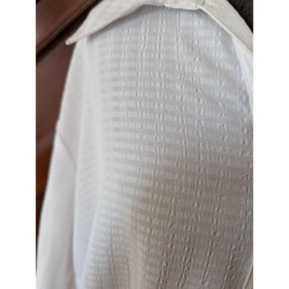 Vtg Apparenza Womens White Textured Shirt 2X Short Sleeve Collar Lightweight NWT - Picture 3 of 8